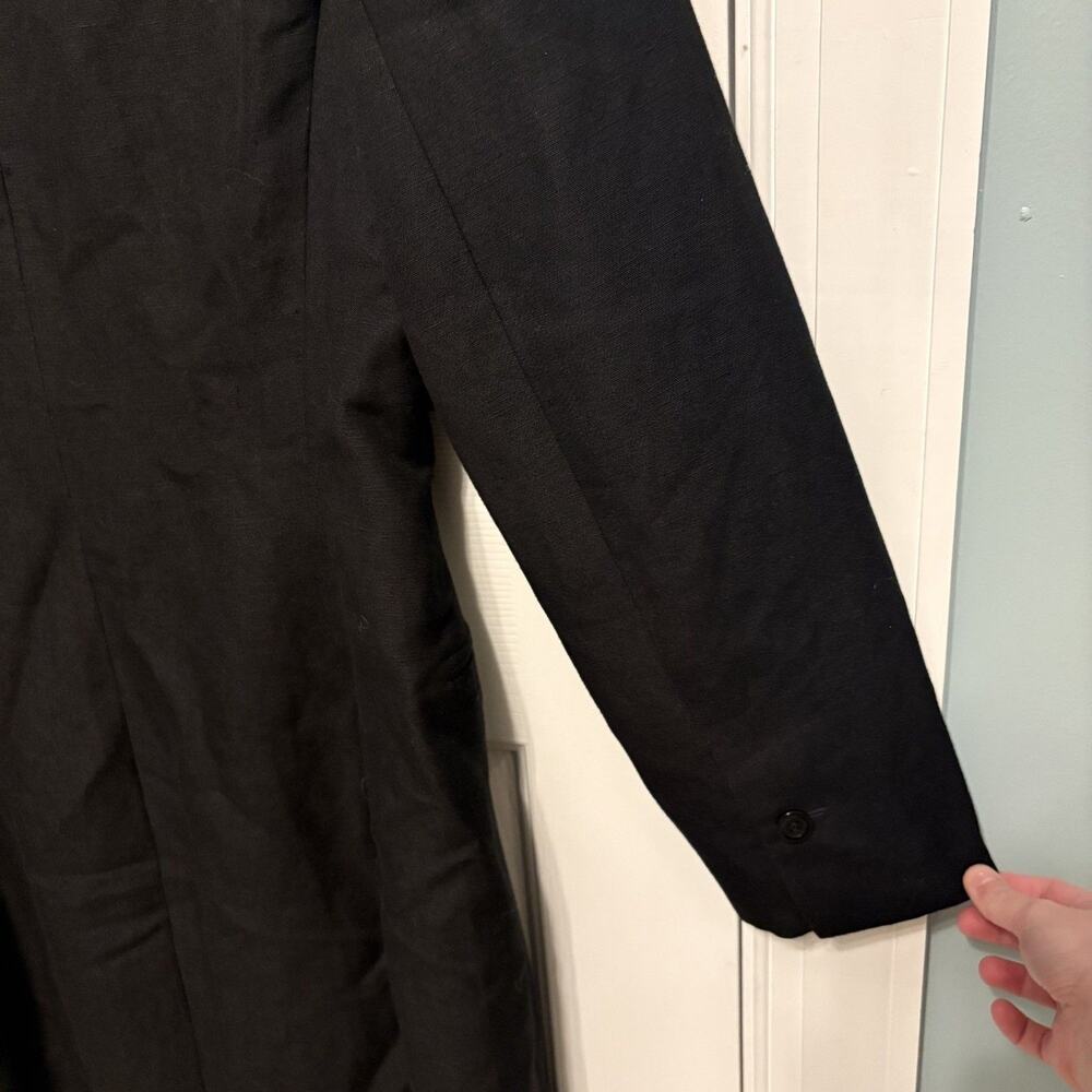 VTG 90s Harve Benard Long Blazer Womens 6 Black Linen Blend Coat Minimalist Prep - Picture 10 of 11
